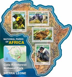 Sierra Leone 2016 MNH Gola Rainforest National Park 4v M/S Monkeys Birds Stamps