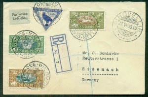 ICELAND, 1930, Regis. cover to GERMANY w/Airmail stamps (C3,5-7) Scott $370++