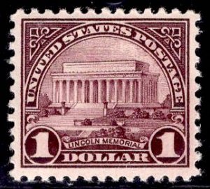 US Stamp #571 $1 Lincoln Memorial Mint NH SCV $75. Superb Centering.