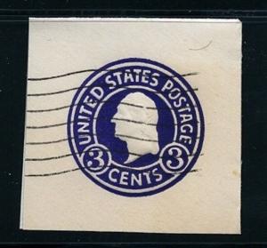 ENVELOPE CUT SQUARE #U436e U.S. 3c Washington USED 1932 (5)