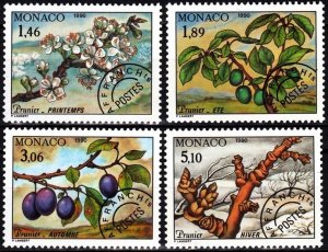 MONACO 1990 FLORA Plants: Trees Fruits. The 4 Seasons. Complete Set, MNH