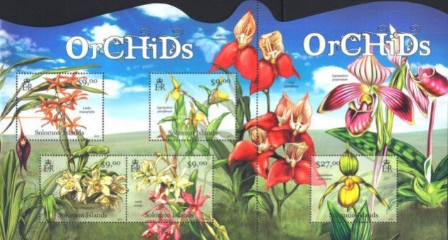 SOLOMON ISLANDS 2012 ORCHIDS M/S  MNH