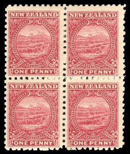 New Zealand 1900 White Terrace 1d lake Perf 11 block of four VFM. SG 274b.