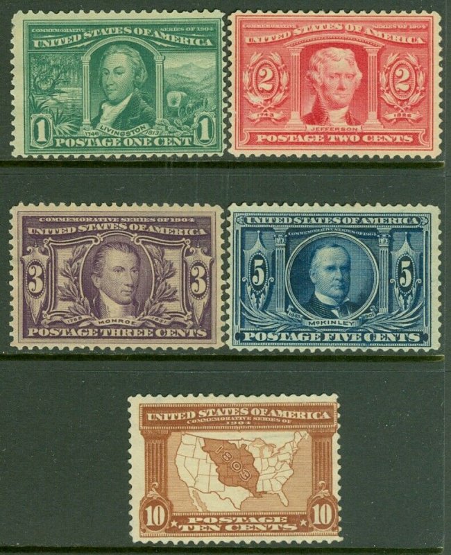 EDW1949SELL : USA 1904 Scott #323-27 Mint No Gum. Catalog $325.00.