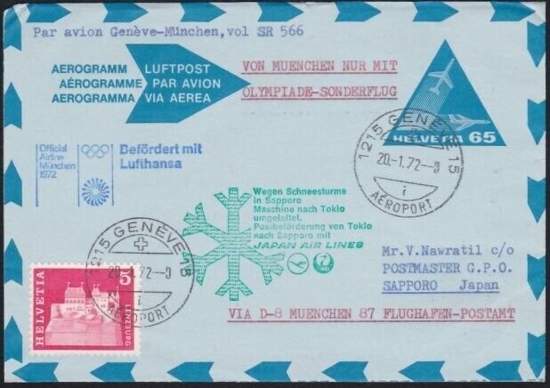 SWITZERLAND 1972 Japan Airlines Olympic flight to Sapporo .................A6320