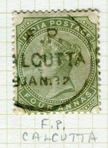 INDIA; Fine POSTMARK on early QV issue used value, FP Calcutta