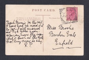 SOUTH AUSTRALIA 1906 ’SHIP’ POSTCARD CLARE SQUARED CIRCLE TO ENFIELD
