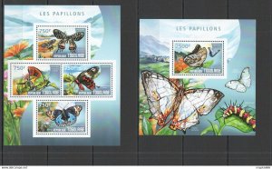 2014 Togo Fauna Insect Butterflies Les Papillons Kb+Bl ** Tg539