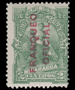 OFFICIAL STAMP FROM NICARAGUA YEAR 1891. SCOTT # O12. UNUSED