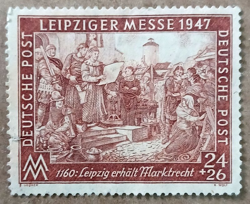 Germany #B296 24pf+26pf Leipzig Proclaimed Market Place-1160 MNG (1947)