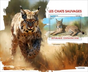 Central Africa - 2023 Wild Cats, Eurasian Lynx - Stamp Souvenir Sheet -