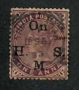 India;  Scott O23; 1874; Used