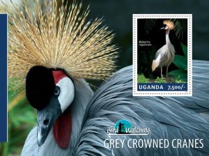 UGANDA - 2014 - Grey Crowned Cranes - Perf Souv Sheet - Mint Never Hinged