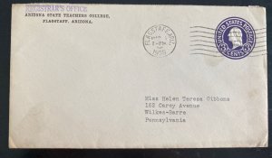 1939 flagstaff AR USA Arizona State College stationery Cover to Wilkes Barre