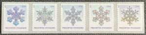 US #4808-4812 MNH Coil Strip of 5 Snowflakes (.10) SCV $1.25