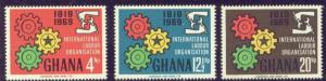 GHANA 375-77 MNH 1970 ILO ANNIVERSARY