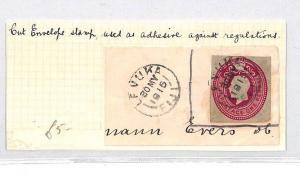 FIJI Postal Stationery Levuka Piece ADHESIVE Used 1915 {samwells-covers} BN315