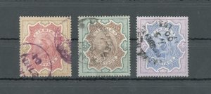 1895 INDIA, Stanley Gibbons n. 107/109, Head of Queen, Used