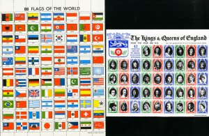 Great Britain Stamps 42x Kings and Queens of England + 88 Worldwide Flags