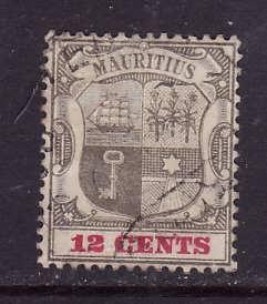 Mauritius-Sc#174-used 12c gray-Coat of Arms-1925-