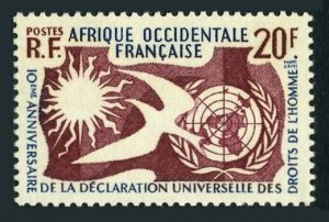 French West Africa 85,MNH.Michel 102. Human Rights 1958.Sun,Dove.