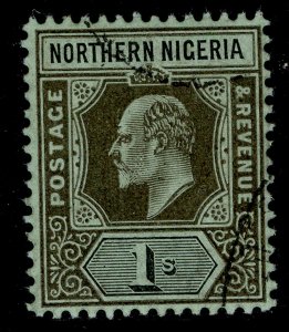 NORTHERN NIGERIA EDVII SG36, 1s black/green, FINE USED.