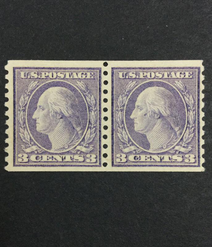 US #494 COIL PAIR MINT OG NH $20 LOT #8579