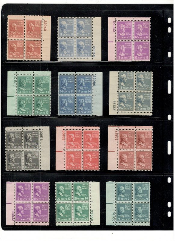 US SCOTT# 803-826, PLATE BLOCK OF 4, MNH, OG