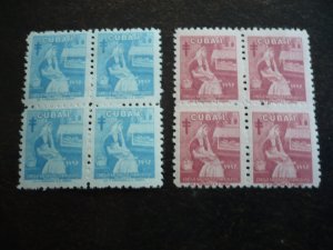 Stamps - Cuba - Scott# RA35-RA38 - Mint Hinged Set of 4 Stamps in Blocks of 4