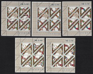 Cook Is. Football Golf Tennis Sport Triangles Blocks of 3 +Label 1969 MNH