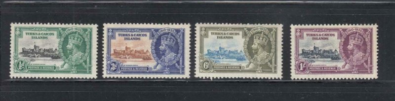 TURKS AND CAICOS # 71-74 VF-MNH KGV SILIVER JUBILEES