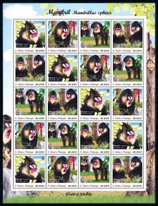 [78659] Sao Tome & Principe 2013 Wild Life Monkeys Mandril Full Sheet MNH