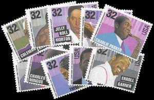 PCBstamps  US #2983-2992 Sgls $3.20(10x32c)Jazz Musicians, MNH, (2)