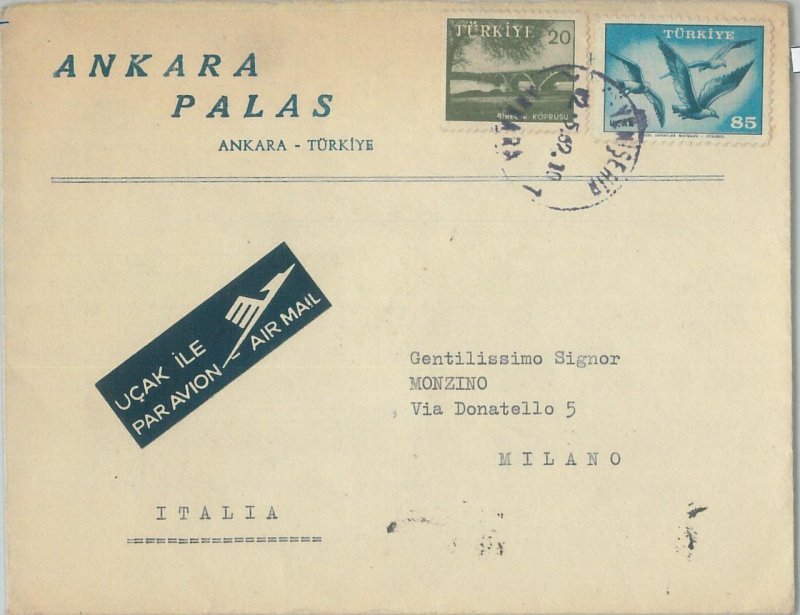 75740 - TURKEY - Postal History - AIRMAIL  Cover to ITALY 1962 - Birds