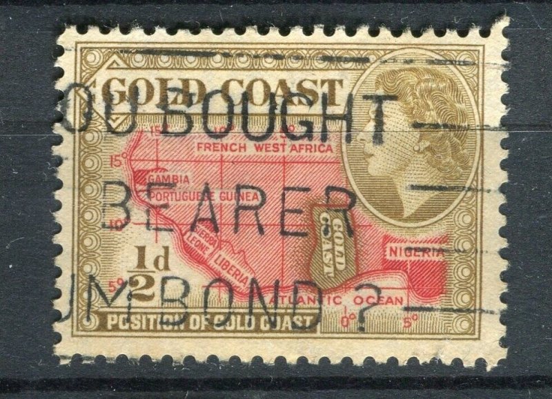 GOLD COAST; 1950s early QEII pictorial issue used shade of 1/2d. value