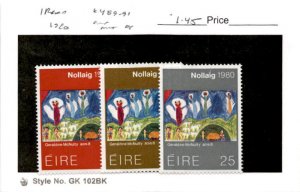 Ireland, Postage Stamp, #489-491 Mint NH, 1980 Christmas (AB)