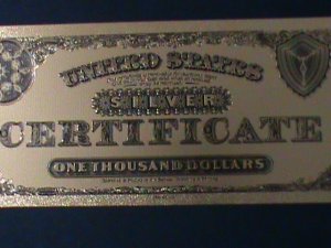 ​UNITED STATES- 24 KARAT GOLD REPLICA $1000 SILVER DOLLARS-VF WITH CERTIFICATE