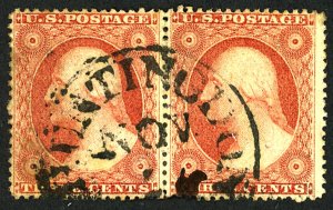 U.S. #26 USED PAIR HELD WITH HINGE