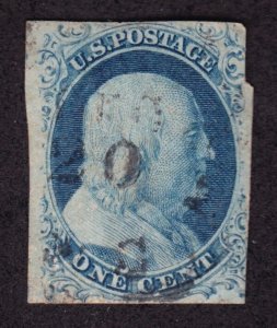 US 9 1c Franklin Used Type IV Imperforate SCV $100 (-003)