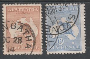 AUSTRALIA 1913 KANGAROO 5D AND 6D 1ST WMK USED