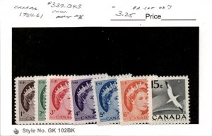 Canada, Postage Stamp, #337-343 Mint NH, 1954-61 Queen Elizabeth (AC)