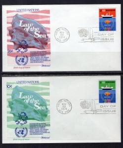 UN New York 254-255 Law of the Sea Fleetwood Set of Two U/A FDCs