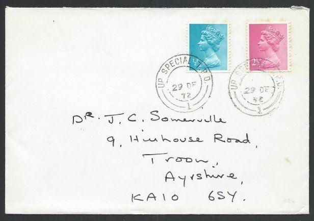 GB 1972 cover UP SPECIAL TPO railway cds...................................50610