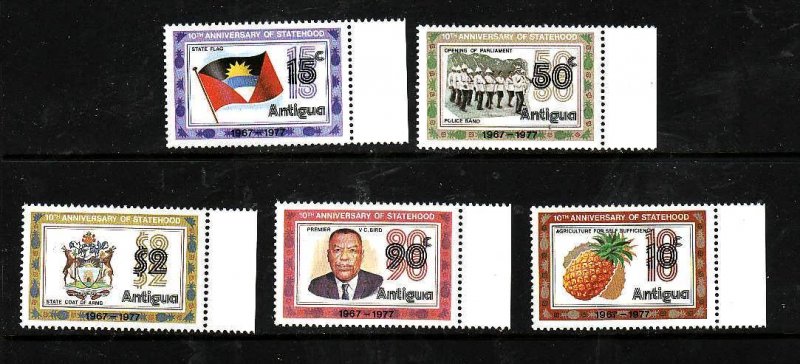 Antigua-Sc#490-4-unused NH set-id3-Statehood anniversary-1977-