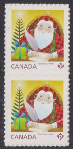 Canada 2798 Christmas Santa 'P' vert pair (2 stamps) MNH 2014