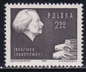 Poland 1960 Sc 932 Musician Ignacy Jan Paderewski Birth Centenary Stamp MNH