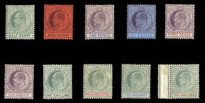 Lagos #50-59 Cat$279.50, 1904-5 Edward, complete set, hinged, some light gum ...