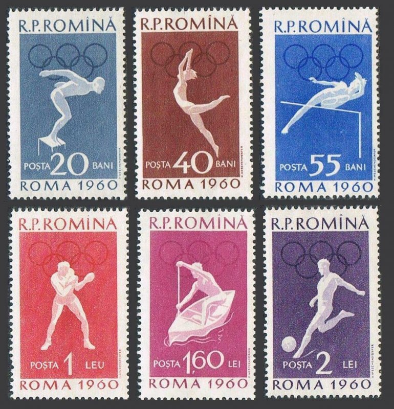 Romania 1331-1336,1337-1338,MNH.Michel 1847-1852,Bl.46-47. Olympics Rome-1960.