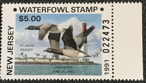 US MNH #NJ8Ae 1991 New Jersey Duck Single Atlantic “Brandt” SCV $32.50 L37