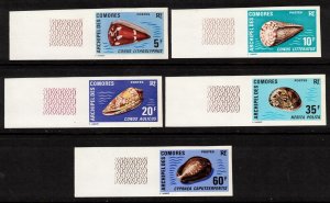 Comoro Isl Sc 99-103 MNH Imperf SET of 1971 - Sea Life - Shells